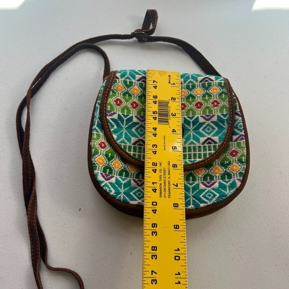 Unbranded Colorful Purse Woven Fabric Leather Crossbody Bag Made In Guatemala - Picture 2 of 11